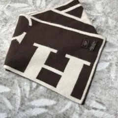 COACH★ビッグロゴ マフラー(ブラウン×アイボリー)