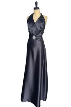 FIESTA フィエスタ ホルターネック ブローチ付 マキシ ドレス サイズS