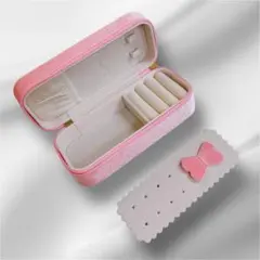 小さな宝石箱トラベルジュエリーボック　ミニジュエリー入　旅行　ピンク　ベルベット