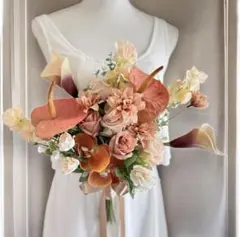 テラコッタ×アンスリュームクラッチブーケ☆ブートニア