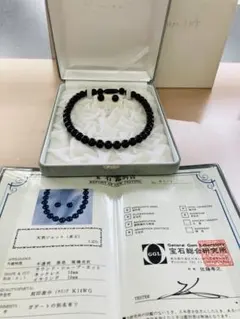 k14WG ロイヤル ジェット ネックレス イヤリング セット 保証書 鑑別書