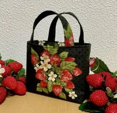 ❤︎いちご柄❤︎ミニトートバッグ❤︎ハンドメイド❤︎