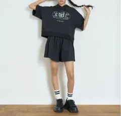 【GOODPRICE】【綿100％】半袖パーカセットアップ　ラブトキシック