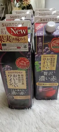 ❤SUNTORY おいしいワイン 贅沢濃い赤 1.8L 6本セットのサムネイル