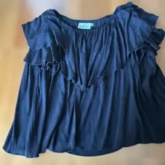 MLM ブラック フリル オフィショル半袖シャツ XS