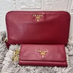 良品　PRADA ２点セット　長財布　キーケース　サフィアーノ　ローズのサムネイル