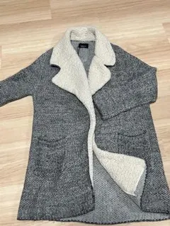 ZARA ニットコート グレー ボア襟 ゆったり 暖か
