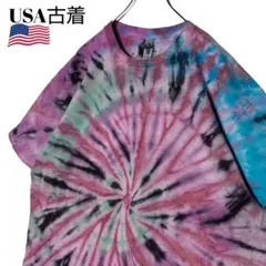 USA古着 GILDAN タイダイ柄Tシャツ ピンク系 XL クレイジーtシャツのサムネイル