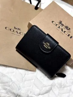 COACH ブラック 二つ折り財布 保存袋付き
