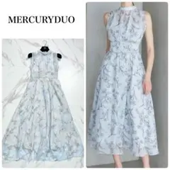 近年✨MERCURYDUO 花柄バックレースアップフレアワンピース 美シルエット