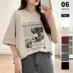 コットン ロゴ フォト グラフィック Tシャツ 半袖 ベージュ 黒 ブラック