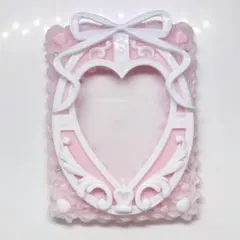 【No.261】ホイップデコトレカケース　コンパクトハート　白ピンク　即購入可