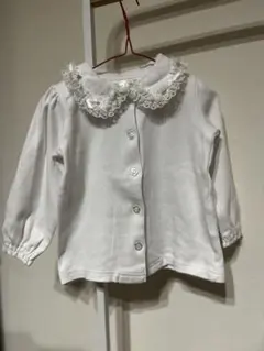 【100センチ】フリル付き長袖カットソー（前開き）