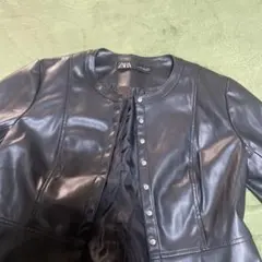 ZARA 黒 レザー調　ジャケット Lサイズ