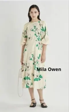 MilaOwenミラオーウェンリネン混バックリボンパフスリーブワンピースMサイズのサムネイル