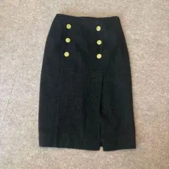 ブラック タイトスカート ゴールドボタン