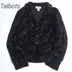 Talbots タルボット【4】ベロア フローラルテーラードジャケット 総柄 黒のサムネイル