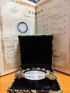 太陽放射 ルチル ヘマタイト ブレスレット 一点物 回紋珠 水晶パーツ
