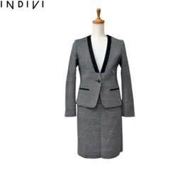 INDIVI 42 ノーカラー パンツスーツ セットアップ グレー - メルカリ