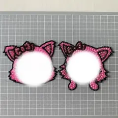 ハート リボン ピンク うちわデコ ストーン デコパーツ 2点セット