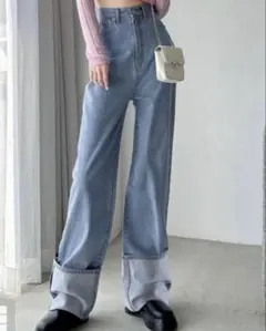 ロールアップ デニム パンツ ジーンズ qu03 GRL