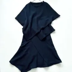 【美品】プレインピープル　変形ツイードセットアップ ワンピース風 ネイビー 3
