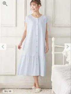 エンジェリーベ ストライププリント天竺素材半袖ネグリジェパジャマ　産前産後　L