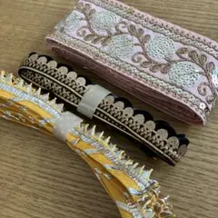 インド刺繍リボンセット 3色