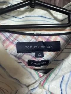 TOMMY HILFIGER XL ストライプ 半袖シャツ 麻100 メンズ