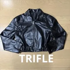 TRIFLE フェイクレザージャケット ブラック ショート丈 レディース