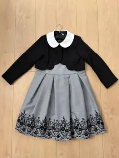 【120】キャサリンコテージ　白襟黒ボレロ＆フロッキーレースワンピースセット
