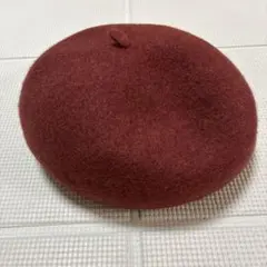 ウール100% 赤茶色 ベレー帽 直径約23cm