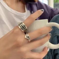 2点セット リング 多層 ウィービング シルバー925 保存袋付 #C323-1