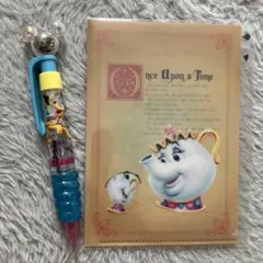 ディズニーランド 35周年記念 ボールペン　美女と野獣　ミニクリアファイルのサムネイル