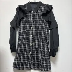 GRL ツイードフリルスリーブミニワンピース tg654