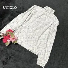 UNIQLO 白系　ドット風　総柄タートルネック　コットン　長袖　キッズ　150のサムネイル