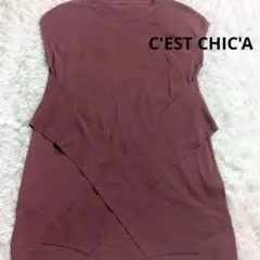 【セシカ】上品美シルエット♡大人可愛いこなれリボンニットチュニックボルドーのサムネイル