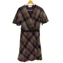 【美品】自由区 ワンピース 38 上品チェック×スタイル良く見えるデザインのサムネイル