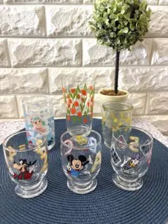 ディズニー レトロ グラス 3個 昭和レトロ風グラス 2個 ペコちゃんグラス1個のサムネイル