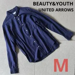 UNITED ARROWS ボタンダウンシャツ コットン 綿 ネイビー M