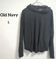 海外古着 オールドネイビー L 薄手 パーカー 長袖 Tシャツ 黒 ブラック 春