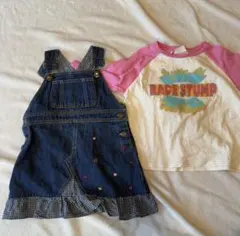 2点まとめ売り女の子100カジュアルブリーズ　デニムワンピース