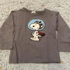 スヌーピー ワッペン長袖Tシャツ PEANUTS グレー 95cm