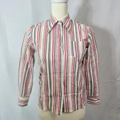 70年代～　昭和レトロ　ストライプ 長袖 ボタンアップシャツ