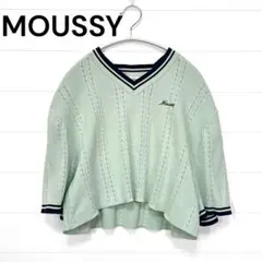 moussy マウジー クロップド丈 半袖サマーニット ミントグリーン ゆったり