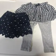 petit main ネイビーショートパンツとグレーのレギンスセット 90cm