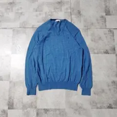 【SIMPLE LIFE】ウール100%✨Vネックニットセーター M ブルー