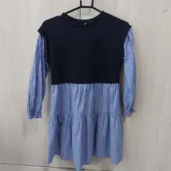 130サイズ ネイビー・ストライプ ワンピース