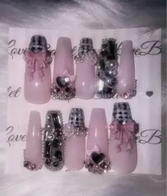 ネイルチップ 韓国 ワンホン ギャル ガーリー スナ系 ツイード 冬 クリスマス