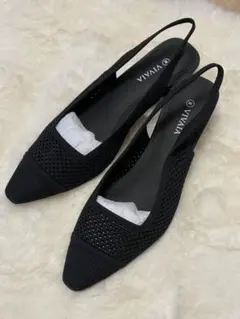 早い者勝ち VIVAIA フラットパンプス ブラックバックストラップ 通勤 人気